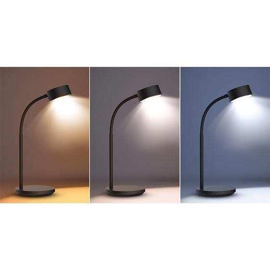 Solight LED stolní lampička,  4, 5W,  300lm,  3CCT,  černá,  podstavec9 