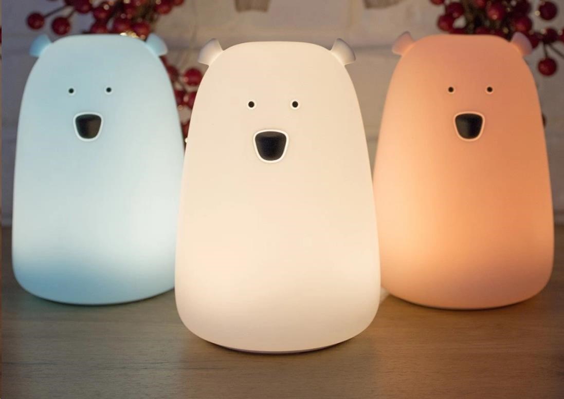 Rabbit & Friends Dotyková lampička medvídek s ovládáním | růžová1 