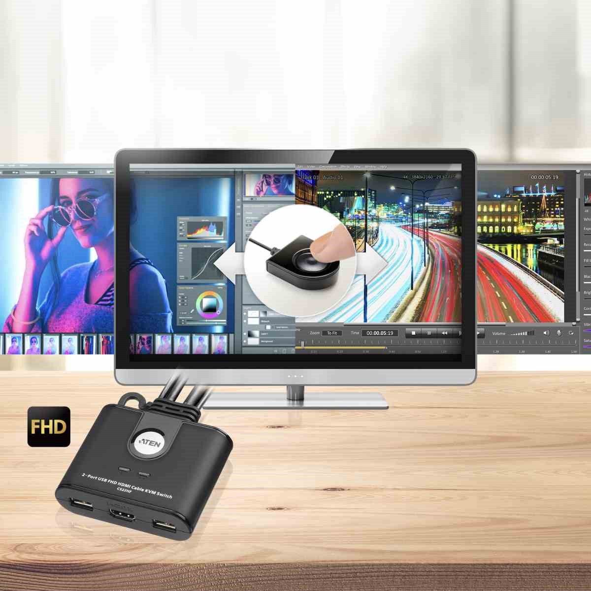 ATEN 2-port HDMI KVM USB mini3 