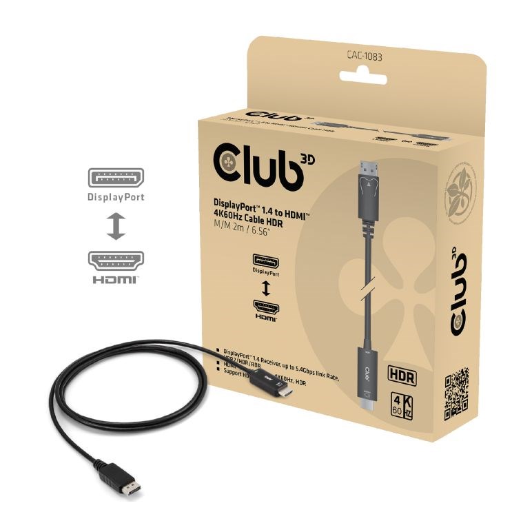 Club3D Adaptér aktivní DisplayPort 1.4 na HDMI HDR (M/ M),  2m0 
