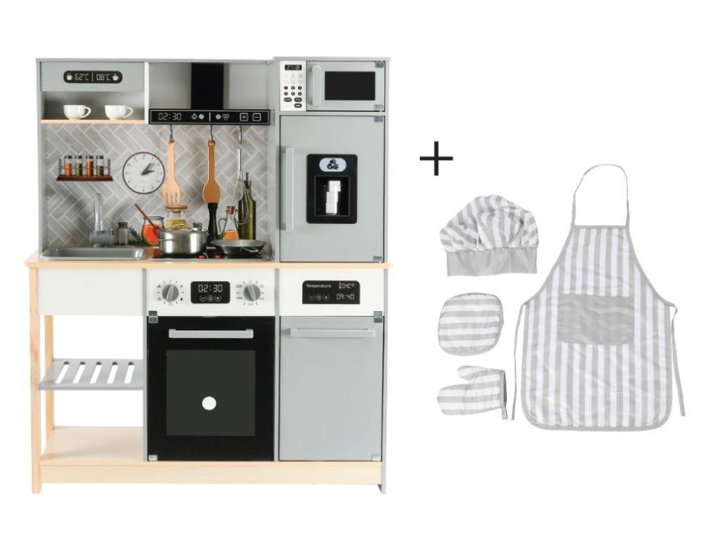 Dětská dřevěná kuchyňka s rozšířeným příslušenstvím + textilní set ZDARMA - moderní design1 
