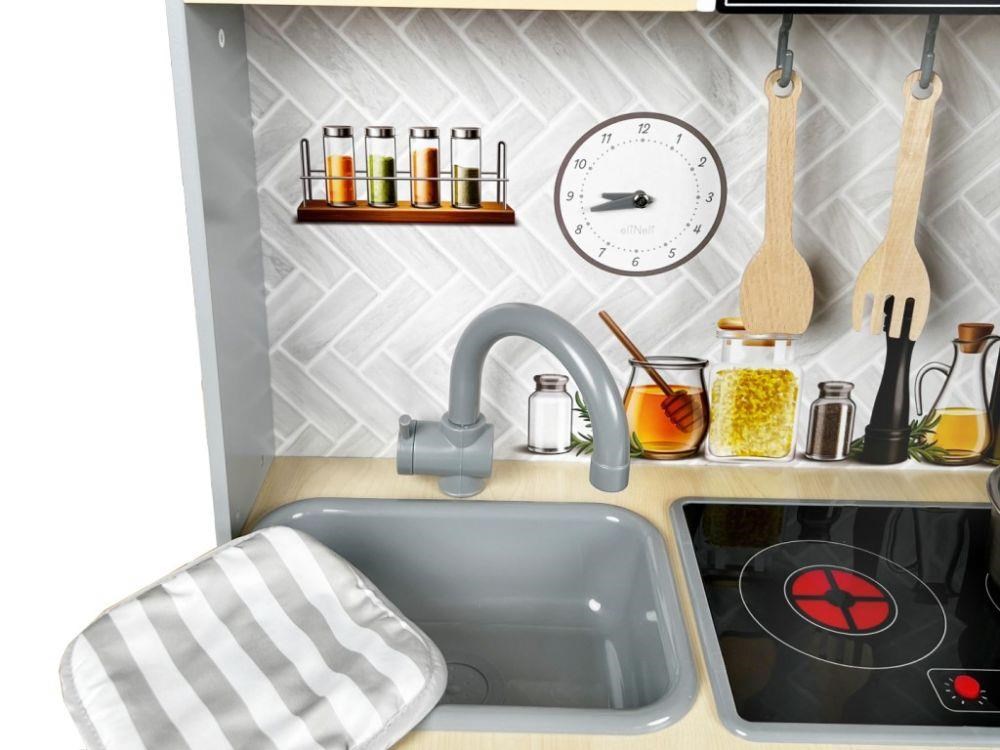 Dětská dřevěná kuchyňka s rozšířeným příslušenstvím + textilní set ZDARMA - moderní design5 