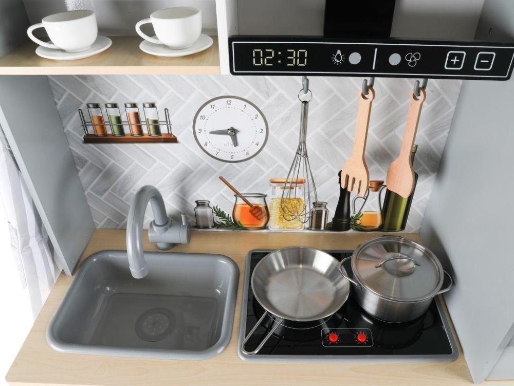 Dětská dřevěná kuchyňka s rozšířeným příslušenstvím + textilní set ZDARMA - moderní design0 