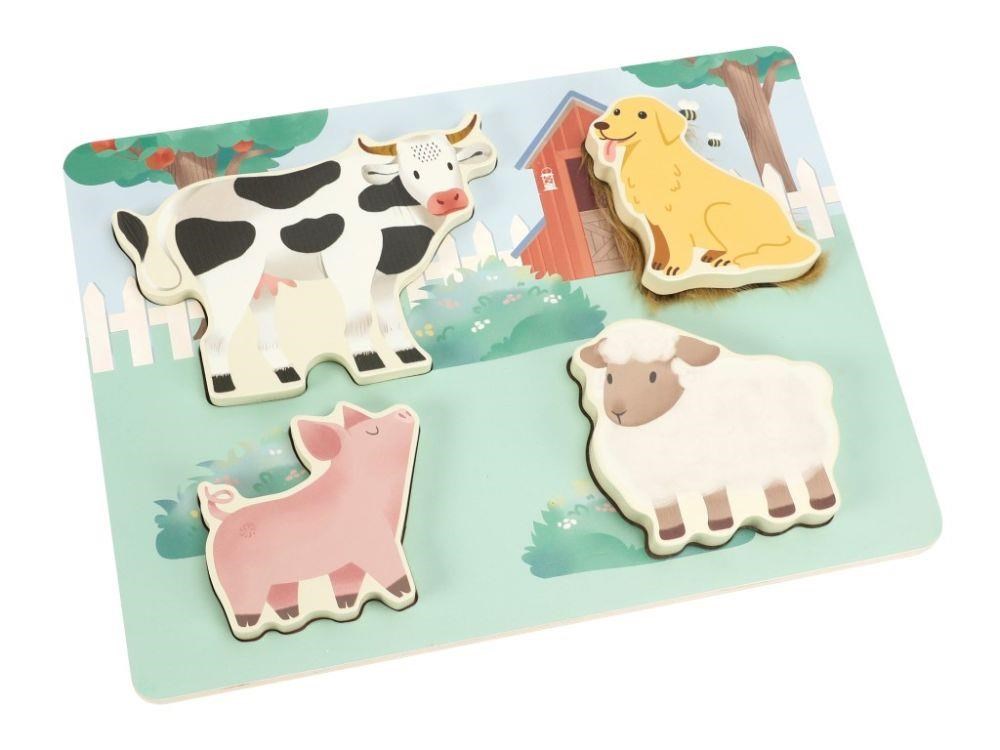 Dřevěné dotykové vkládací puzzle pro děti - Farma2 