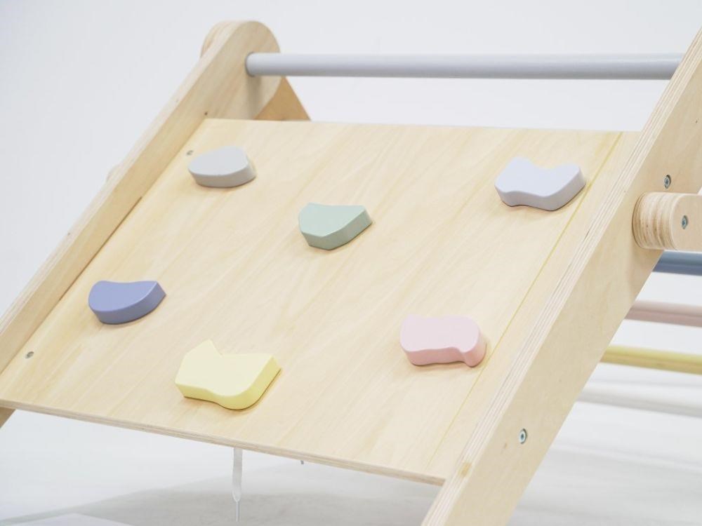 Montessori rostoucí Piklerové trojúhelník 3v1 s activity boardem a prknem 2v1 - pastel - 2. jakost2 