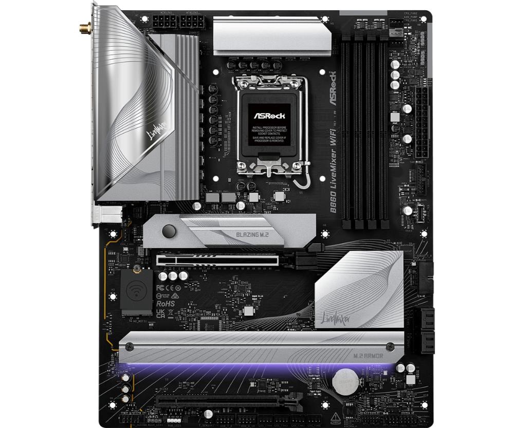 ASRock MB Sc LGA1851 B860 LiveMixer WiFi,  Intel B860,  4xDDR5,  1xThunderbolt,  1xHDMI,  WiFi,  ATX1 