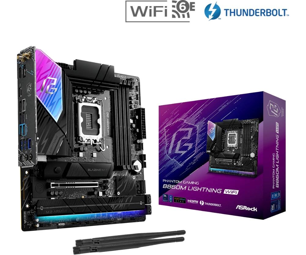 ASRock MB Sc LGA1851 B860M Lightning WiFi,  Intel B860,  4xDDR5,  1xThunderbolt,  1xDP,  1xHDMI,  WiFi,  mATX0 