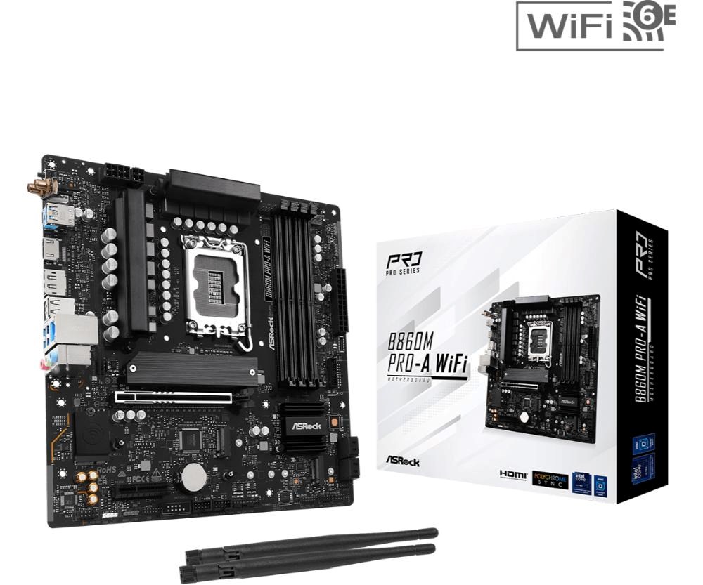 ASRock MB Sc LGA1851 B860M Pro-A WiFi,  Intel B860,  4xDDR5,  1xDP,  1xHDMI,  WiFi,  mATX0 