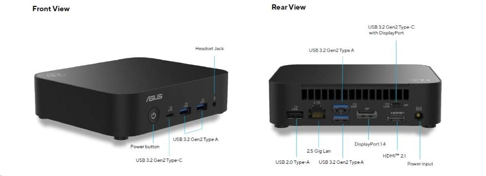 ASUS NUC 14 Essential RNUC14MNK9700002/ N97 Procesor/ DDR5-4800 SODIMM/ USB-A, C/ M.2 2280/ Wi-Fi/ LAN/ EU Napájecí kabel3 