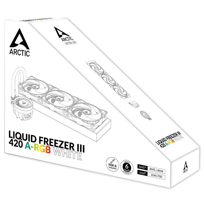 ARCTIC Vodní chladič Liquid Freezer III 420 ARGB,  3x140mm,  AM5,  LGA1851,  bílá6 