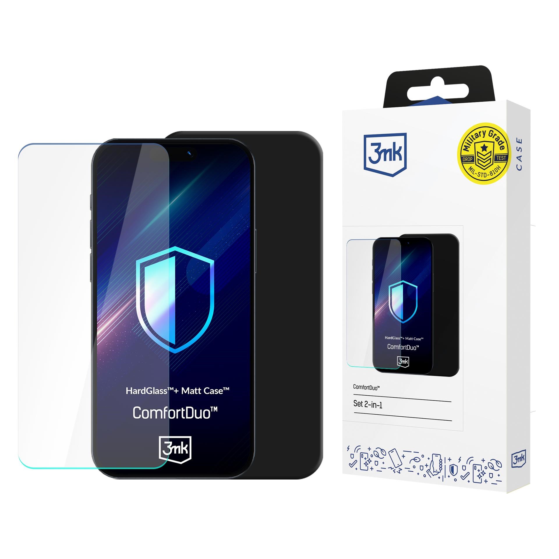 3mk kryt+tvrzené sklo ComfortDuo Matt Black pro Samsung Galaxy A36/ A560 