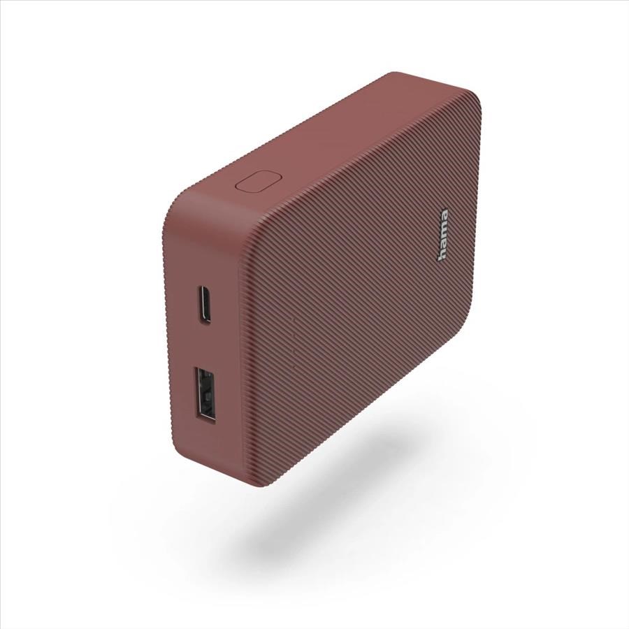 Hama Colour 10, powerbanka 10000 mAh, 3 A, výstup: USB-C, USB-A, červená0 