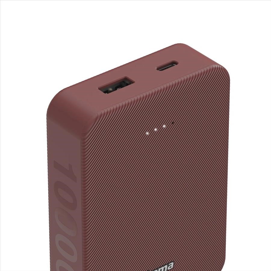 Hama Colour 10, powerbanka 10000 mAh, 3 A, výstup: USB-C, USB-A, červená3 