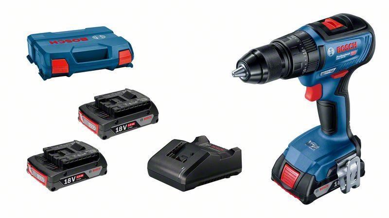 Bosch GSB 18V-50 + 3× GBA 2, 0Ah + GAL 18V-20 v L-Case profesionální sada0 