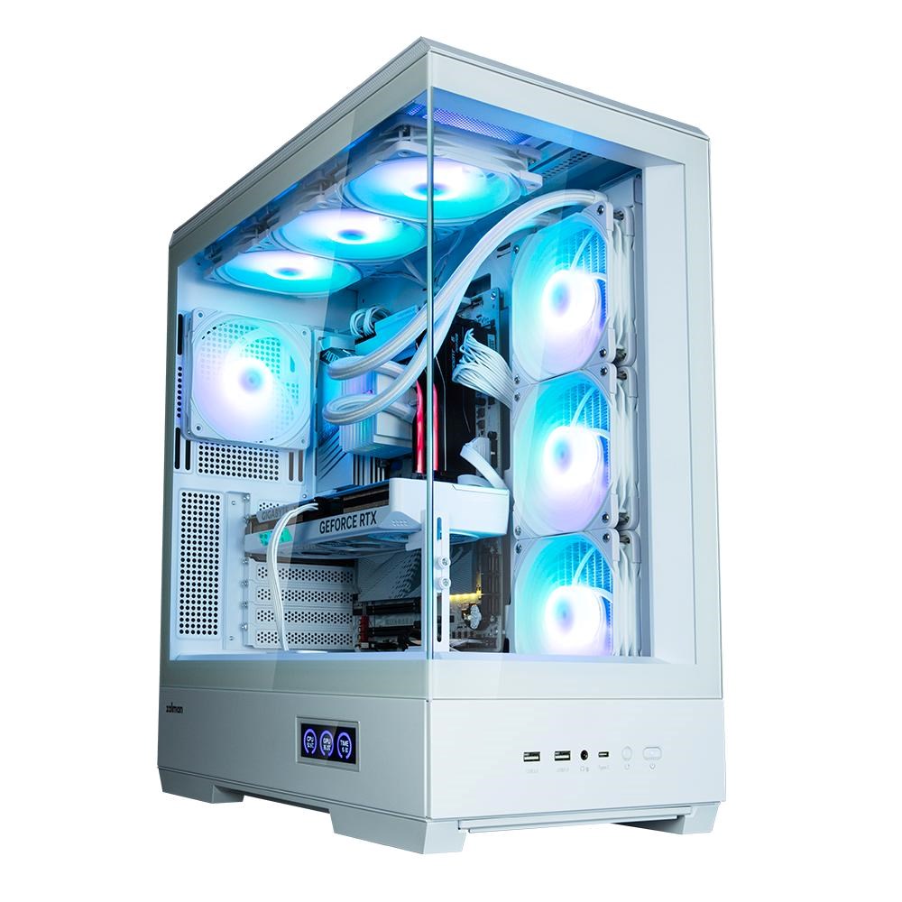 ZALMAN case P50 DS, Mid Tower, ATX, 2xUSB 3.0, 1xUSB-C, 4x 120mm ARGB Fan, Boční display, bílá0 