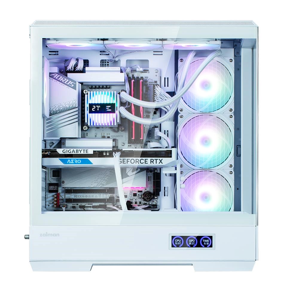 ZALMAN case P50 DS, Mid Tower, ATX, 2xUSB 3.0, 1xUSB-C, 4x 120mm ARGB Fan, Boční display, bílá1 