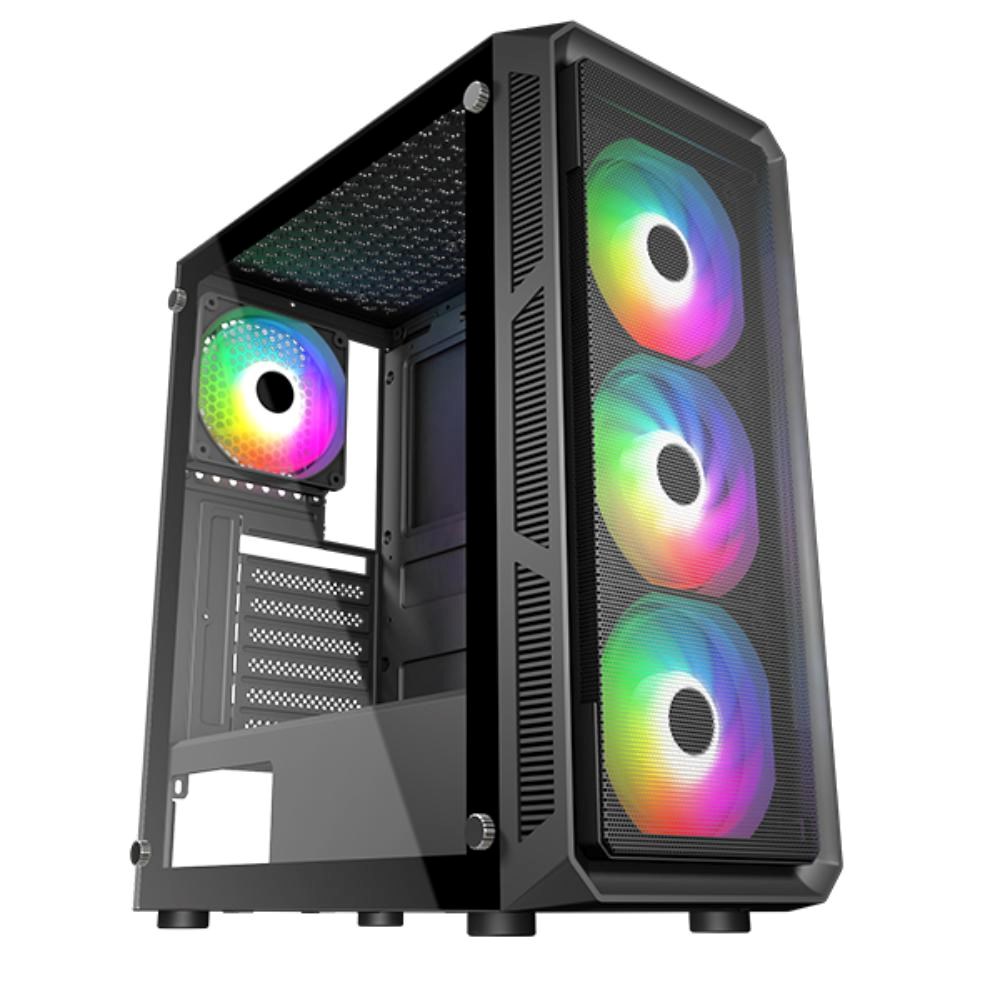 VeinX case HERMES MESH Mid Tower,  ATX,  1xUSB 3.0,  2xUSB 2.0,  4x ARGB Fan,  ARGB Controller,  černá0 