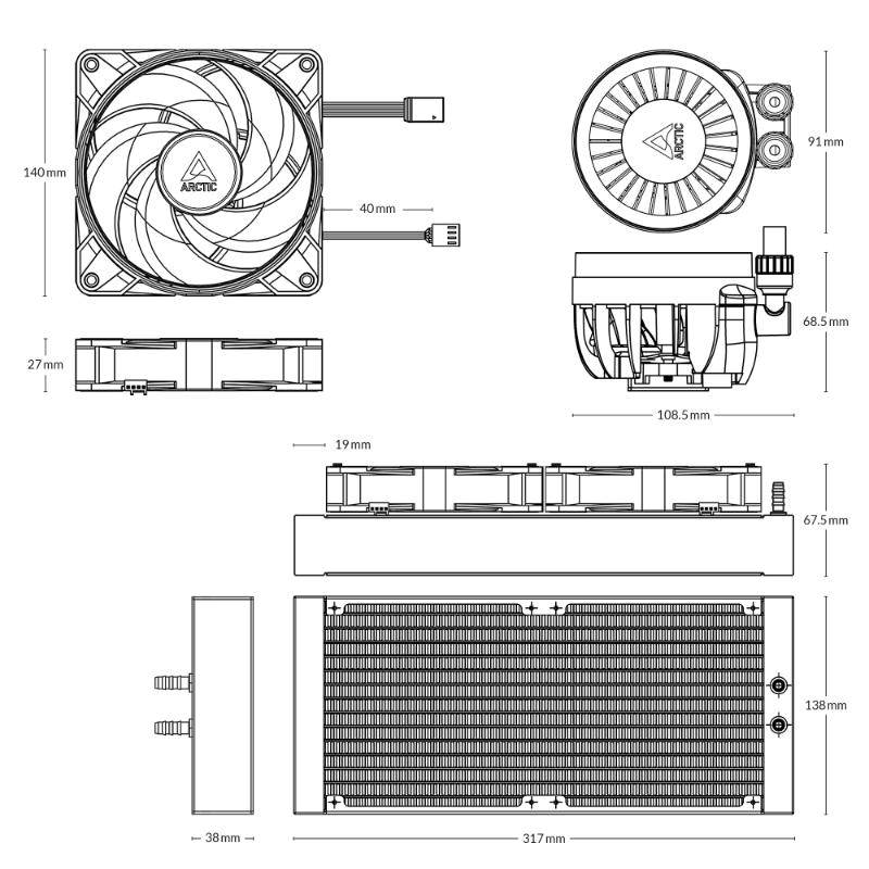 ARCTIC Vodní chladič Liquid Freezer III 280 ARGB,  2x140mm,  AM5,  LGA1851,  bílá5 