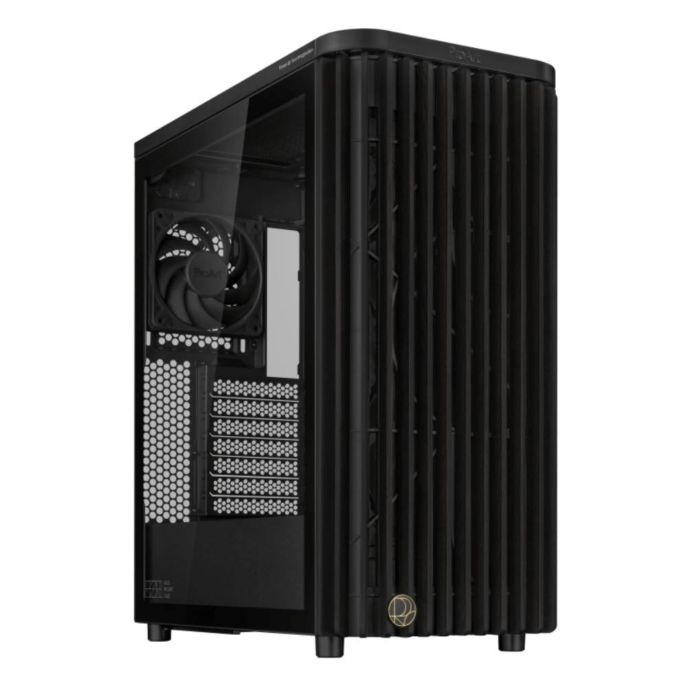 ASUS case PROART PA401 WOOD TG,  Mid Tower,  ATX,  1xUSB-C Gen2x2,  2xUSB 3.0,  2x 160mm Fan,  1x 120mm Fan,  černá2 
