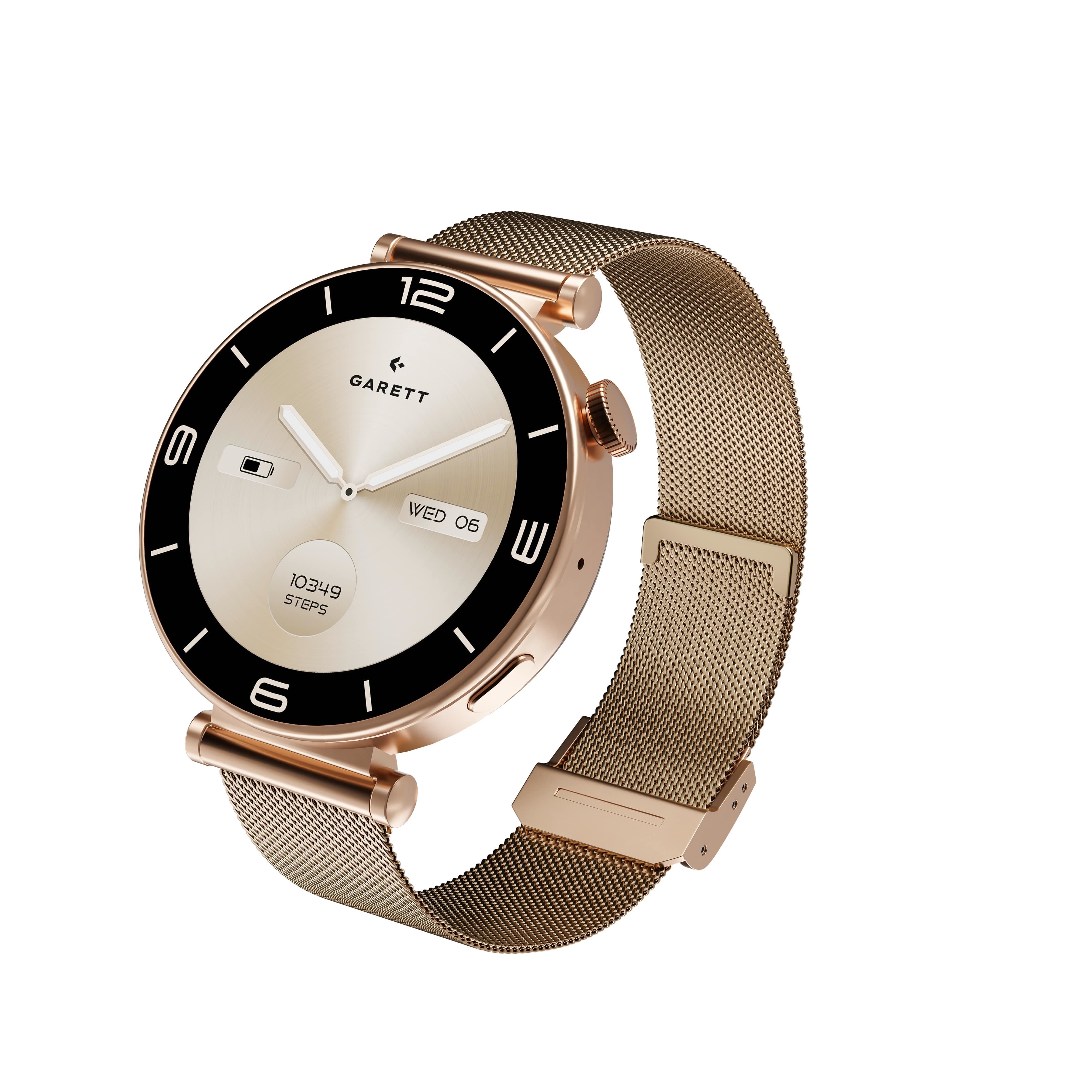 Garett Smartwatch ROSE zlatá,  Mesh steel0 