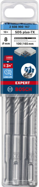 Bosch vrtáky do kladiv EXPERT SDS plus-7X, 8 × 100 × 165 mm, 10 ks2 