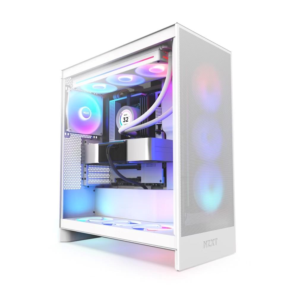 NZXT skříň H7 Flow RGB edition /  ATX /  3x 140 mm fan /  USB-C /  2x USB /  prosklená bočnice /  mesh panel /  RGB /  bílá0 