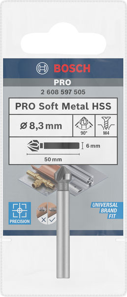 Bosch záhlubník PRO Soft Metal HSS, 8, 3 × 50 mm, M42 