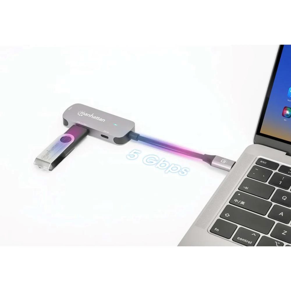 MANHATTAN Dokovací stanice USB-C na HDMI,  USB-C PD 100W,  USB-A,  šedá2 