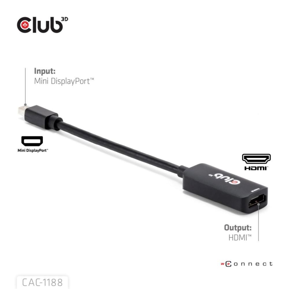 Club3D Adaptér miniDP 1.4 na HDMI,  4K120Hz nebo 8K60Hz HDR10+,  M/ F,  9cm1 