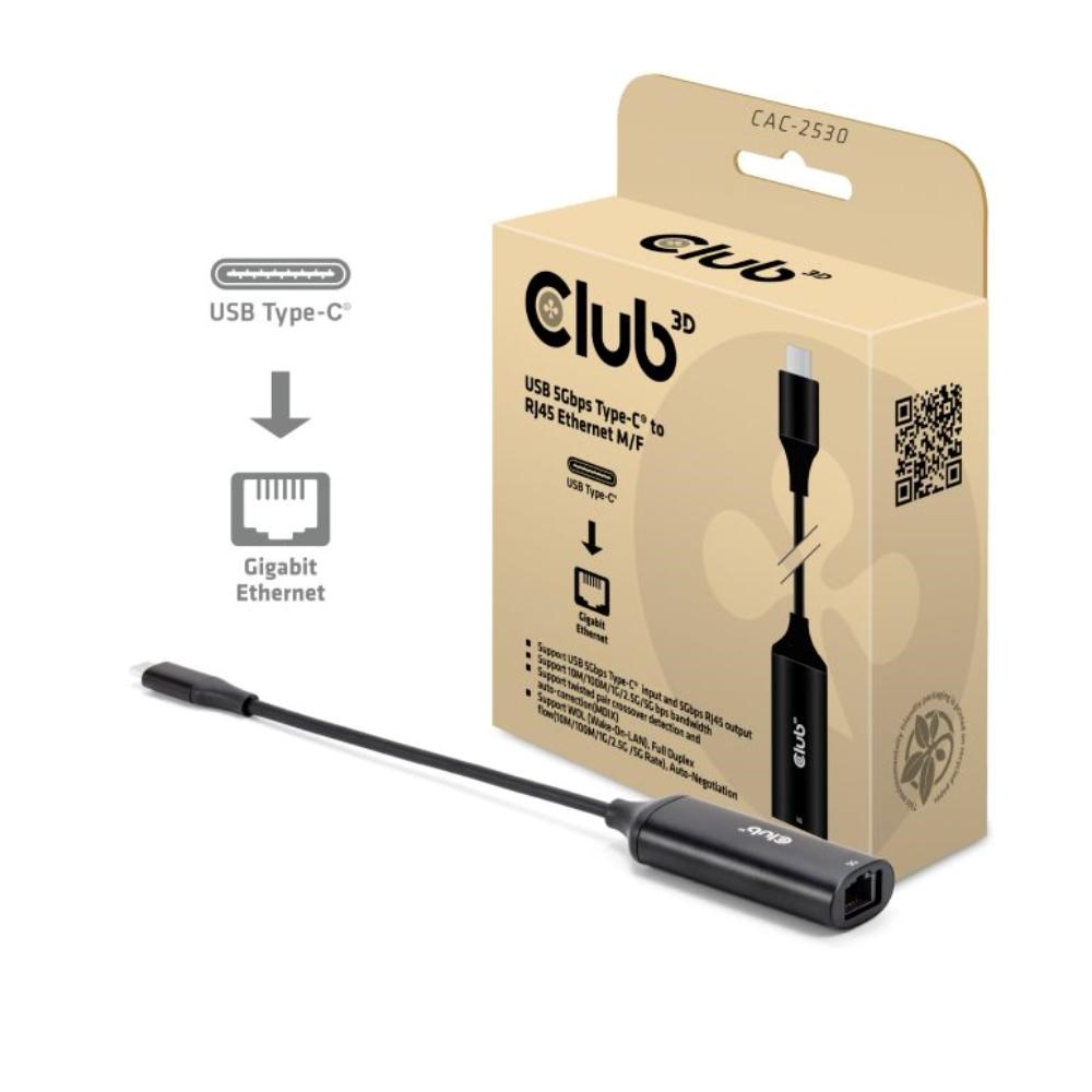 Club3D Adaptér USB-C na RJ45,  5Gb,  24cm0 
