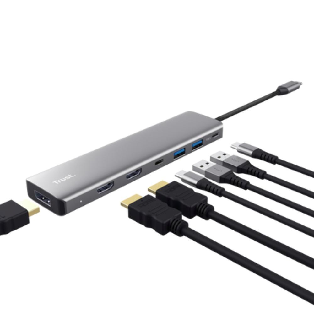 TRUST Dokovací stanice DALYX 7v1,  1xDP,  2xHDMI,  2xUSB-C,  2xUSB,  šedá2 