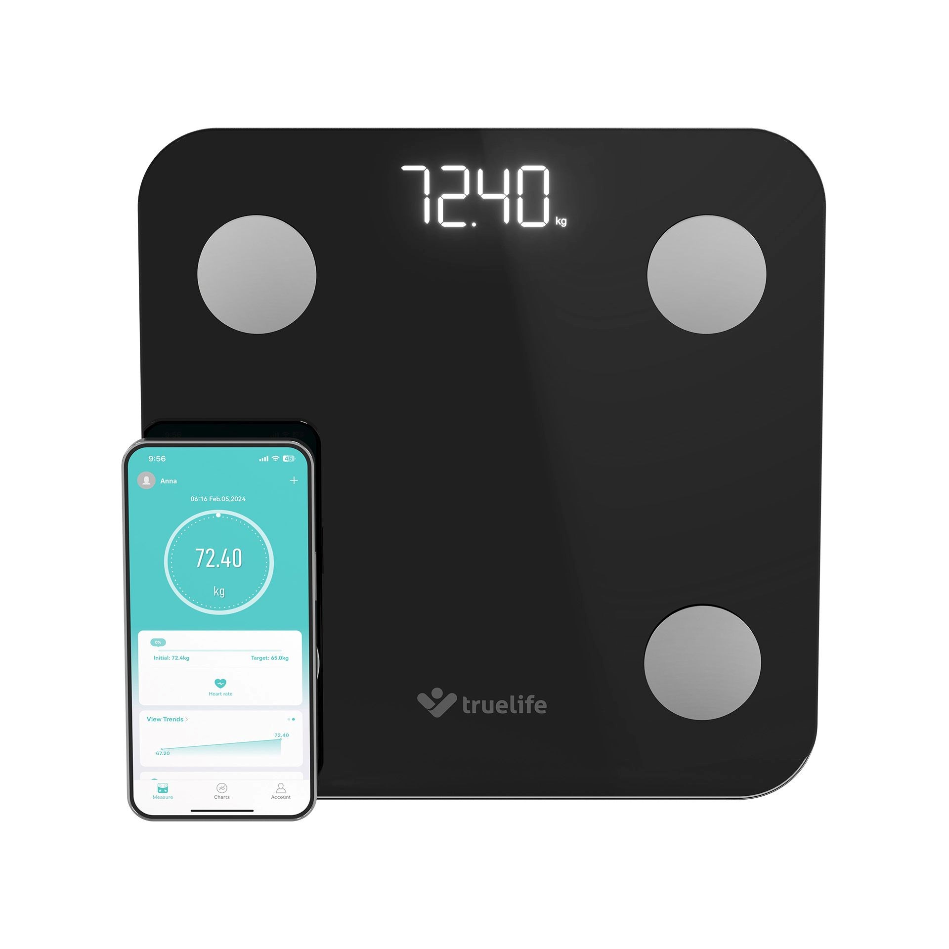 TrueLife FitScale W1 BT Black - bioelektrická impedanční bluetooth váha0 