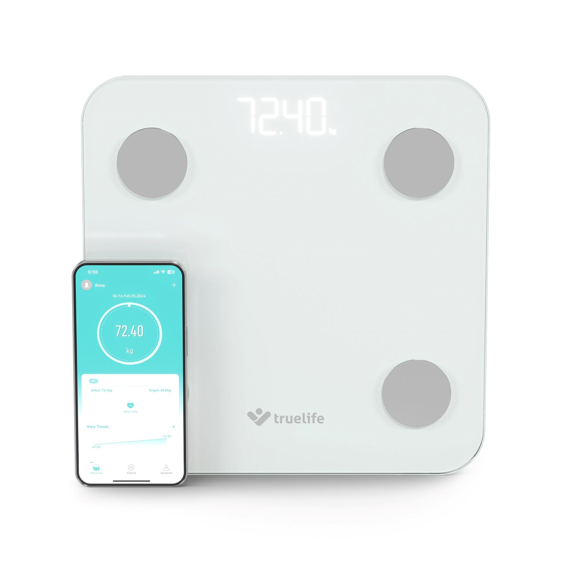 TrueLife FitScale W1 BT White - bioelektrická impedanční bluetooth váha0 