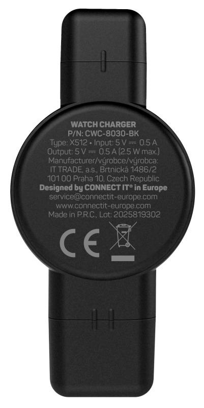 CONNECT IT Bezdrátová nabíječka WatchTravelCharge pro Apple a Samsung Watch,  Černá4 