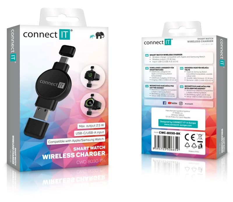 CONNECT IT Bezdrátová nabíječka WatchTravelCharge pro Apple a Samsung Watch,  Černá7 
