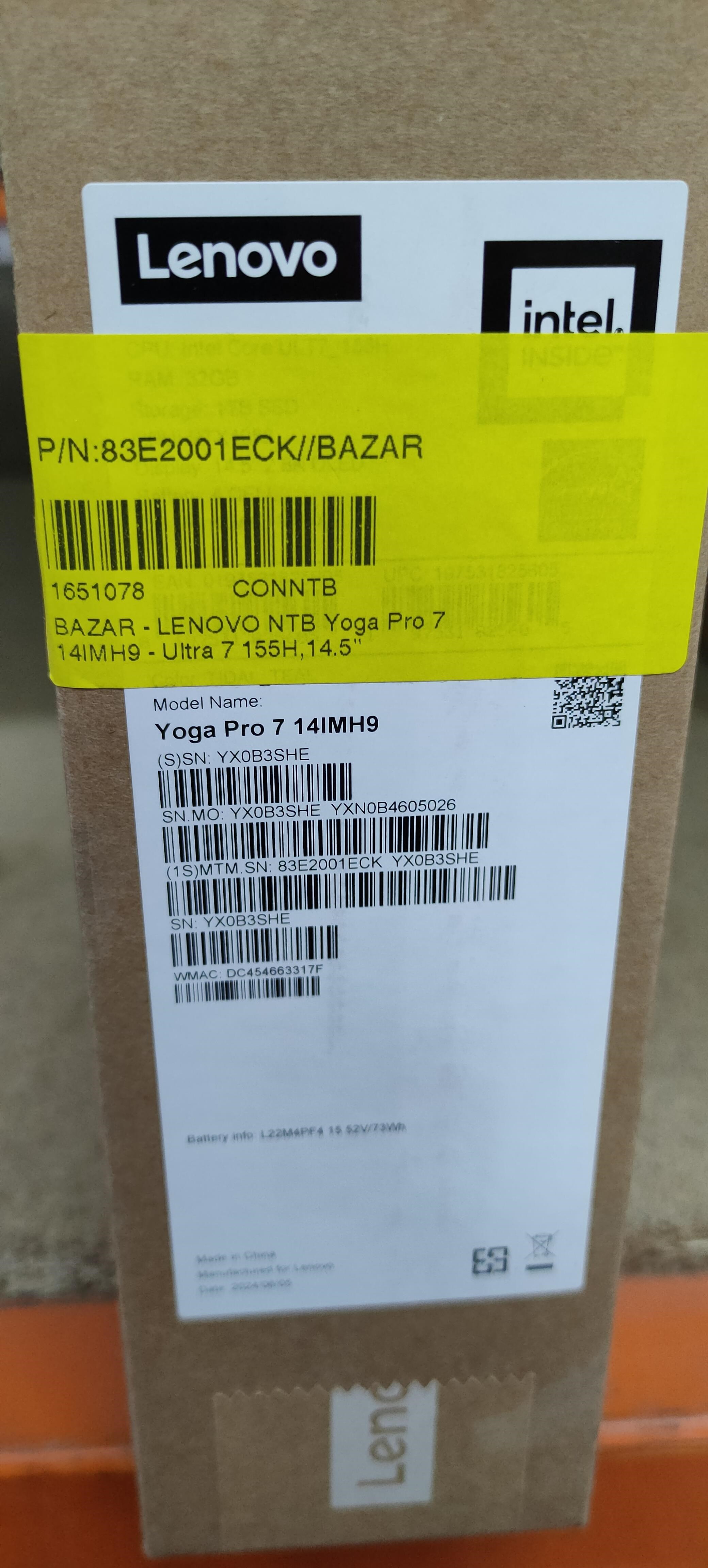 BAZAR - LENOVO NTB Yoga Pro 7 14IMH9 - Ultra 7 155H, 14.5