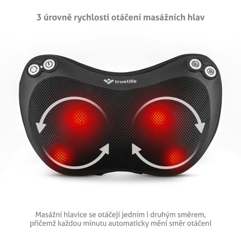 TrueLife RelaxBack B3 Charge - masážní polštář s dobíjecí baterií - Poškozený obal (Komplet)7 