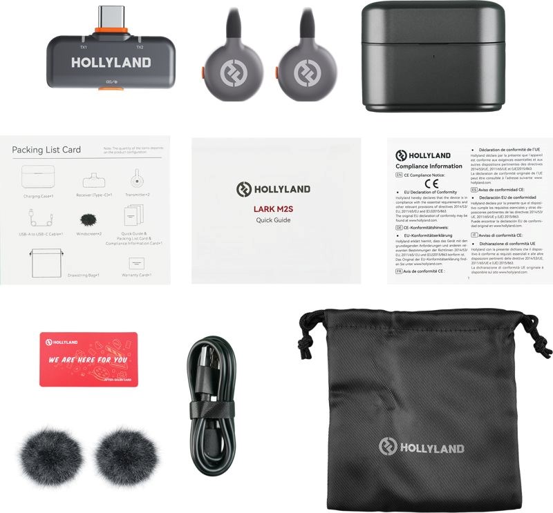 Hollyland LARK M2S Duo Wireless Lavalier Microphone with USB-C Plug (Duo, Space Gray)0 