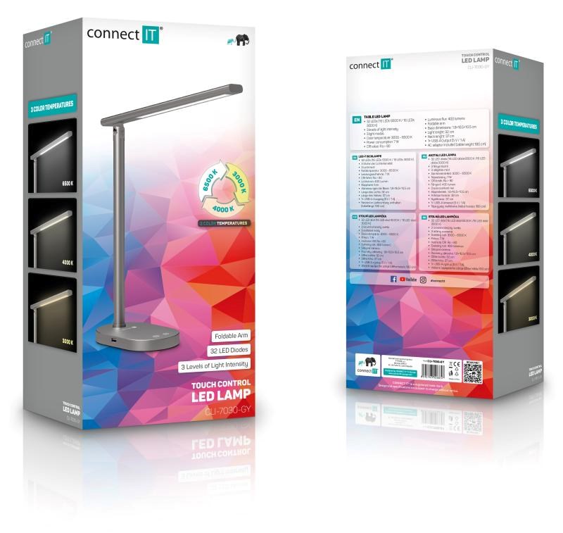 CONNECT IT Stolní LED lampa Shine, USB-A, šedá2 