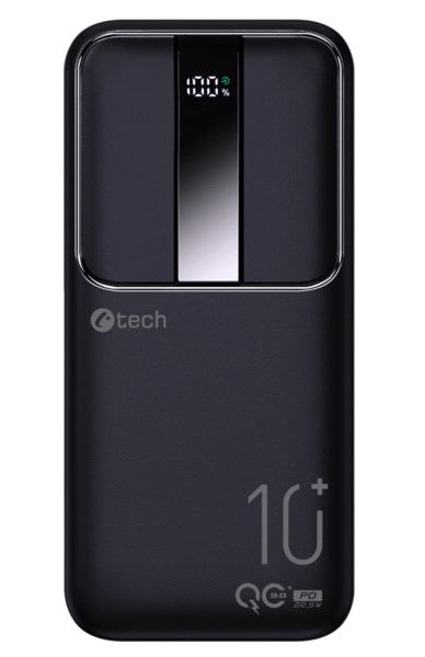 C-TECH Powerbanka 10000mAh,  Li-Pol,  22, 5W,  USB-C/ USB-A/ micro USB2 