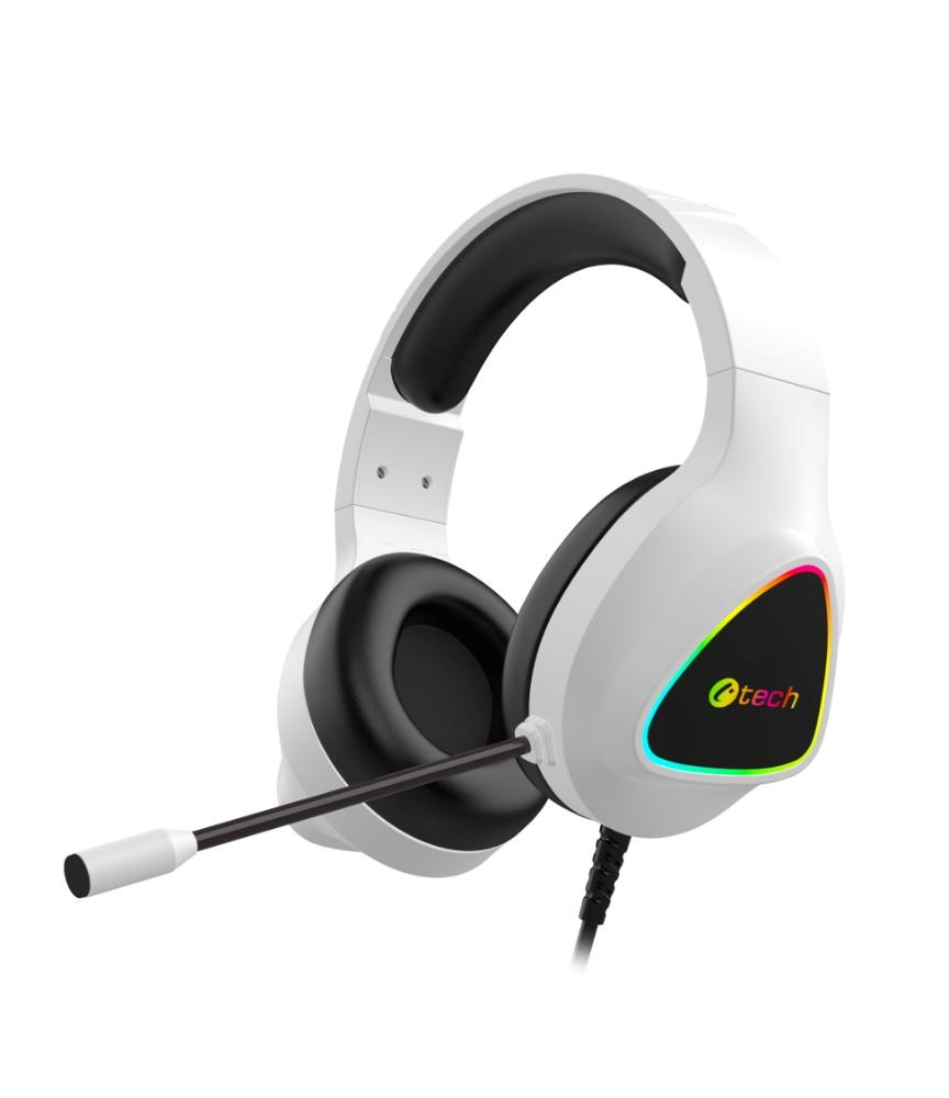 C-TECH Herní sluchátka Midas (GHS-17BK), RGB podsvícení, 3.5mm Jack, bílá0 