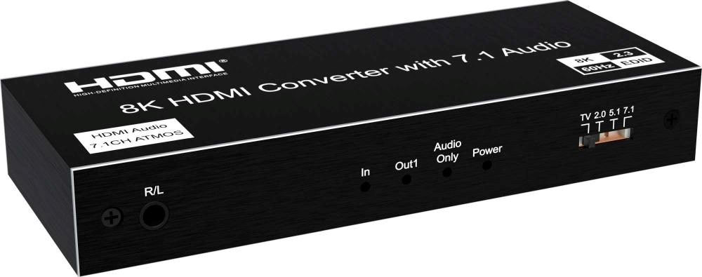 PremiumCord Audio Extractor HDR,  8K@60Hz, výstupy: stereo jack,  SPDIF,  RCA,  HDMI1 