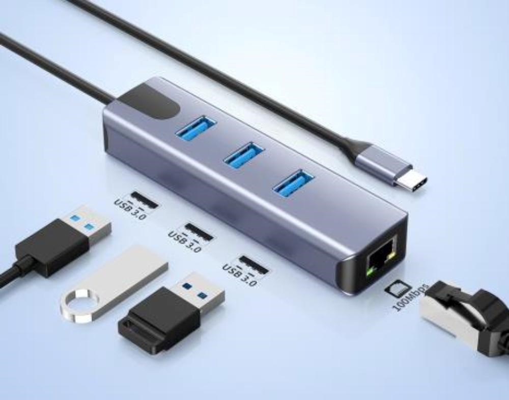 PremiumCord Adapter USB-C na Gigabit 10/ 100/ 1000Mbps + 3x USB3.2 konektor4 