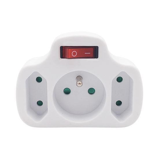Solight rozbočka,  1x 10A + 2x 2, 5A,  bílá,  vypínač0 
