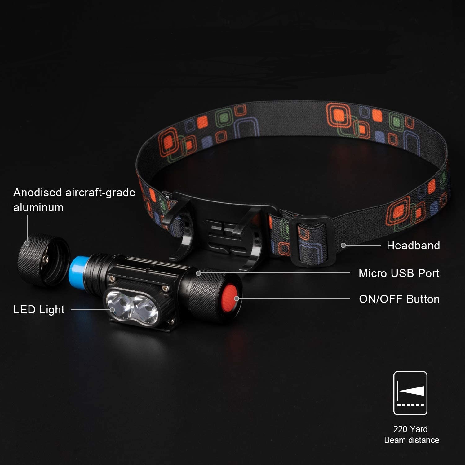 Solight LED čelová nabíjecí svítilna,  650lm,  Li-Ion6 