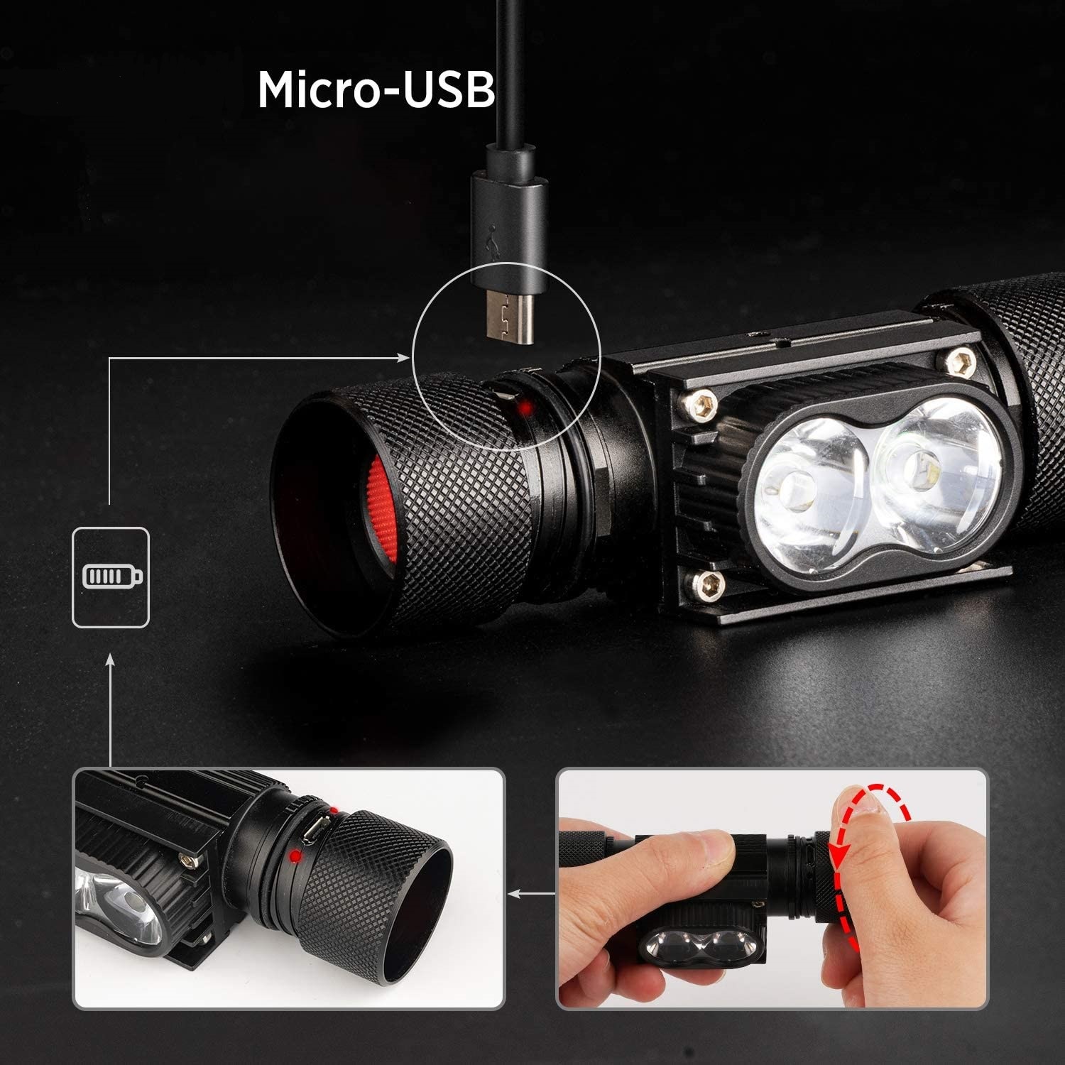 Solight LED čelová nabíjecí svítilna,  650lm,  Li-Ion7 