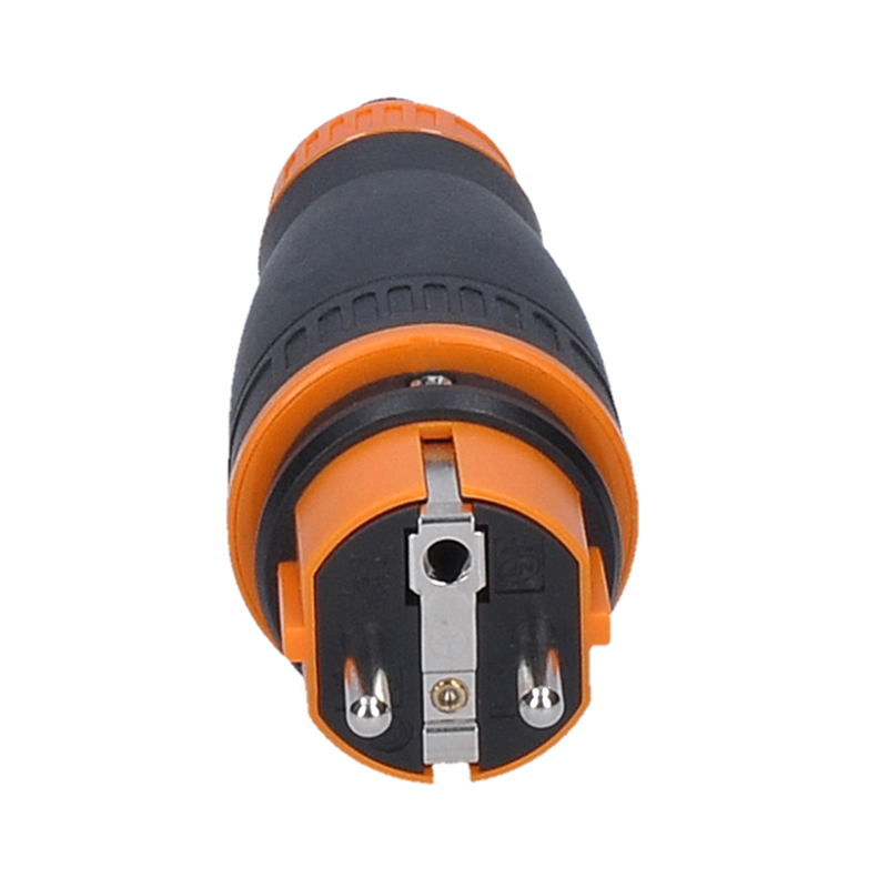 Solight zástrčka do vlhka,  přímá,  IP44,  černá-oranžová1 