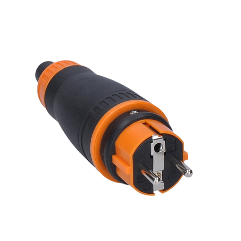 Solight zástrčka do vlhka,  přímá,  IP44,  černá-oranžová2 