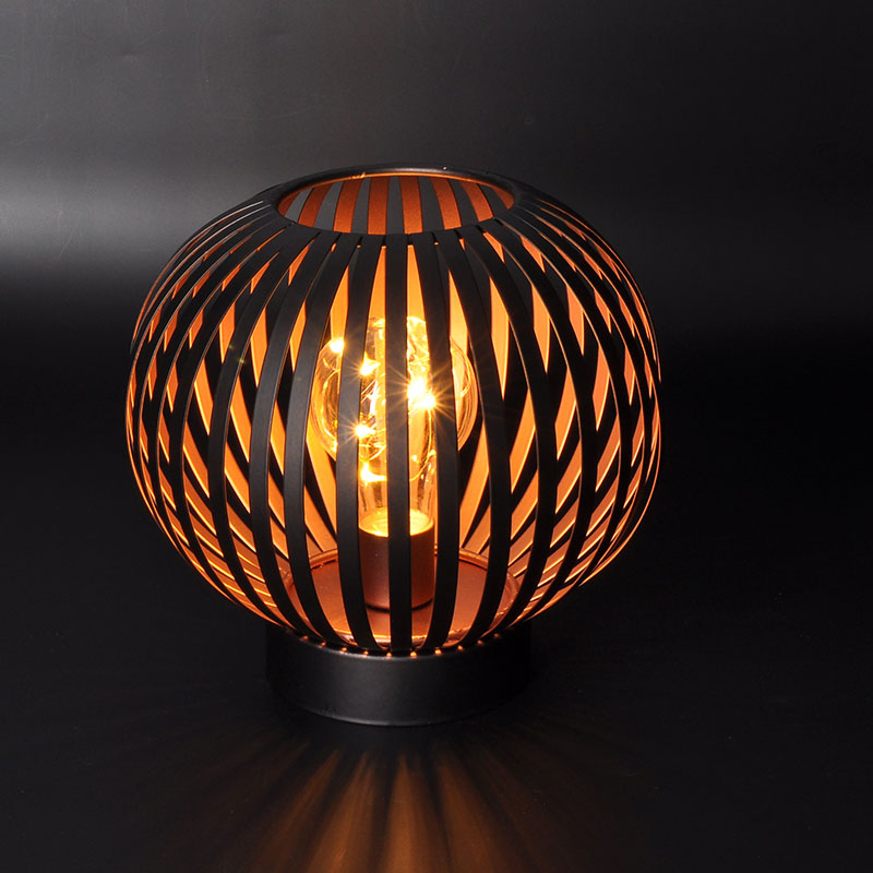 Solight kovová kulatá lucerna se žárovkou s micro LED,  teplá bílá,  měděná,  3xAA,  19cm5 