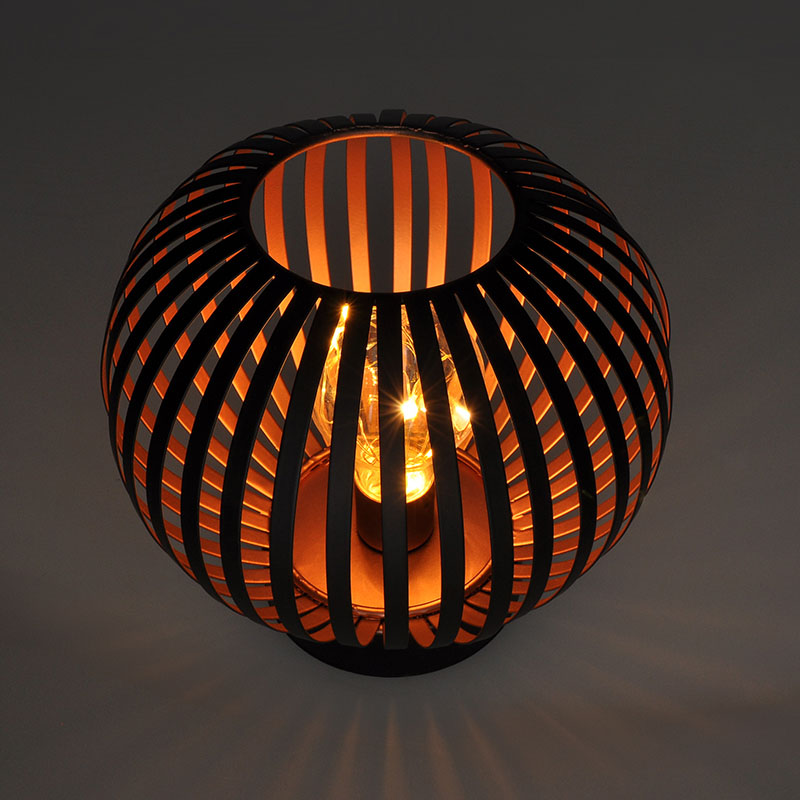 Solight kovová kulatá lucerna se žárovkou s micro LED,  teplá bílá,  měděná,  3xAA,  19cm6 